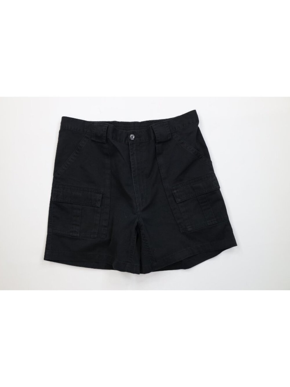 Vintage 90s Streetwear Mens 38 Faded Above Knee Trekking Cargo Shorts Black